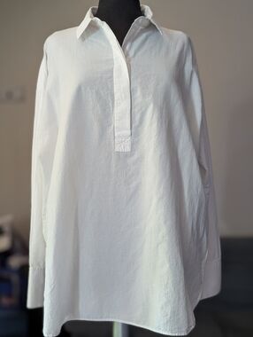 Half button up lagenlook cotton tunic oversized blouse